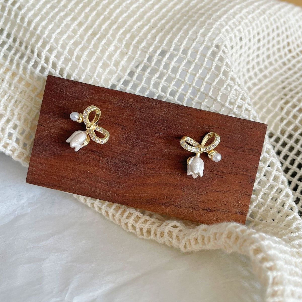 S925 sterling silver bowknot earrings