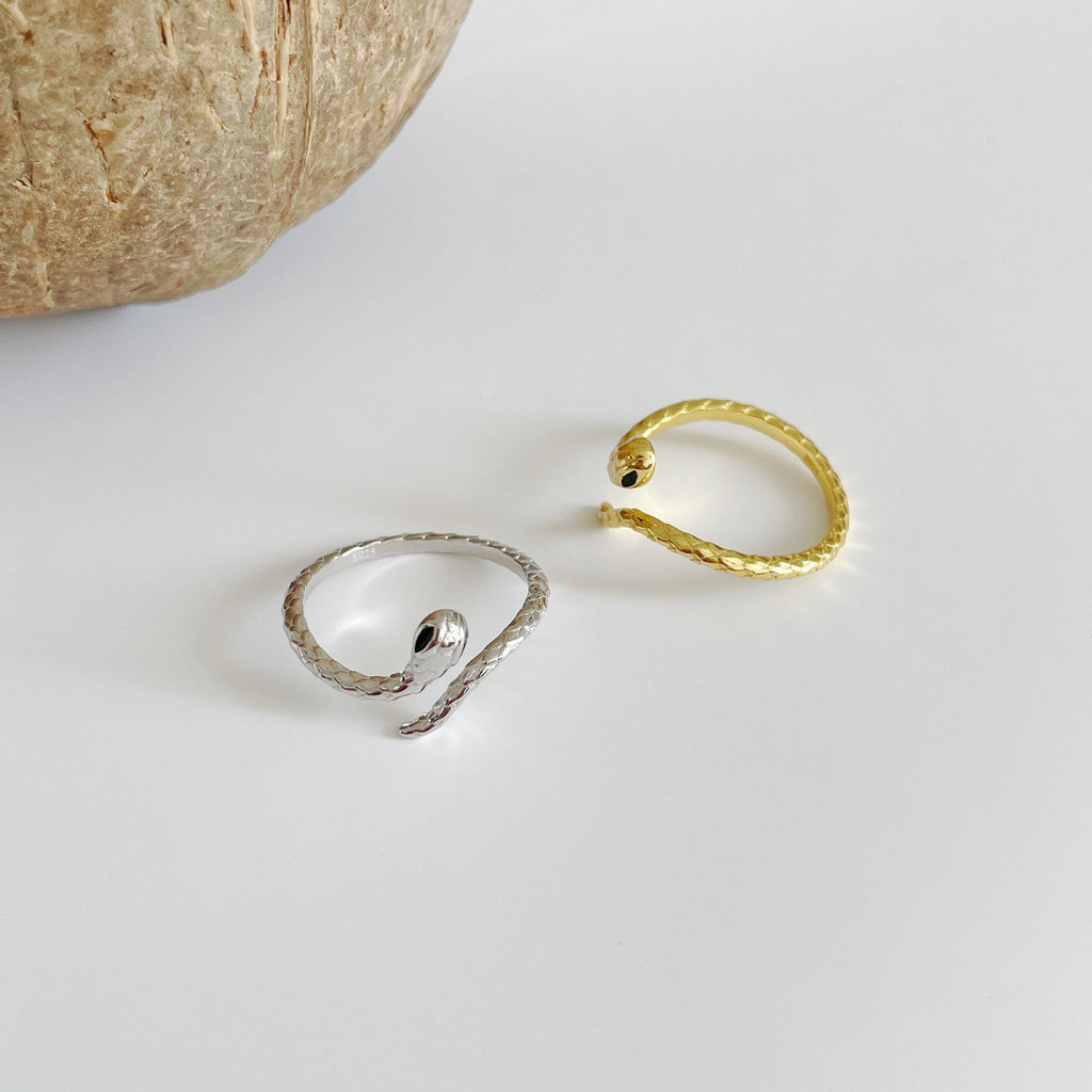 S925 sterling silver snake shaped ring