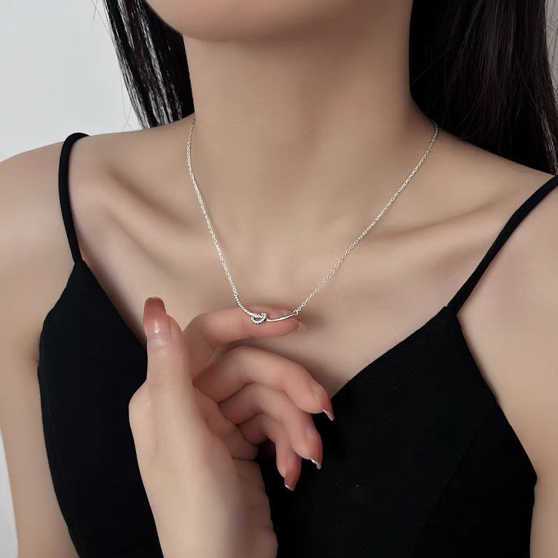 925 Sterling Silver Rope Knot Necklace - Silvery