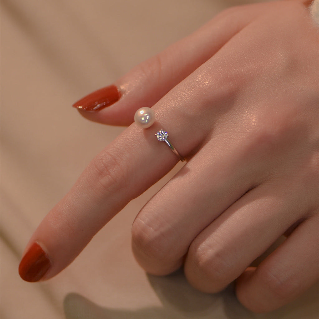 S925 sterling silver freshwater pearl ring