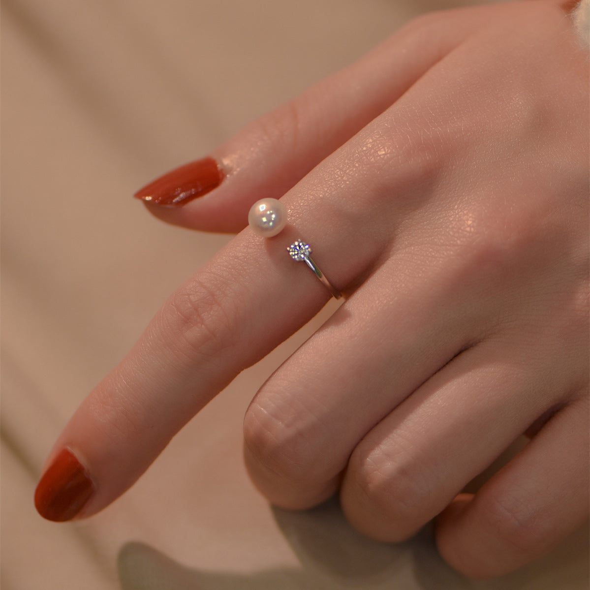 S925 sterling silver freshwater pearl ring