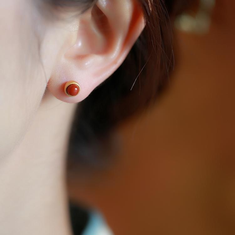S925 pure silver South Red Agate earrings
