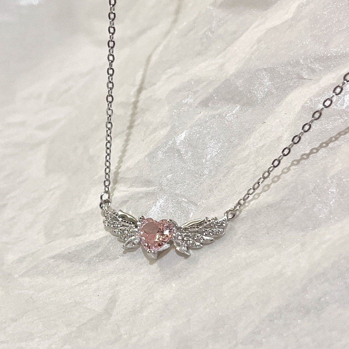 925 sterling silver angel wing pendant necklace - silvery