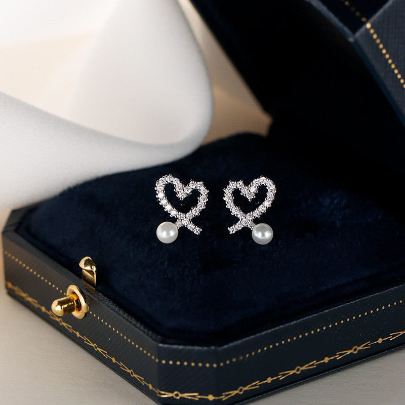 925 sterling silver pearl earrings - silvery
