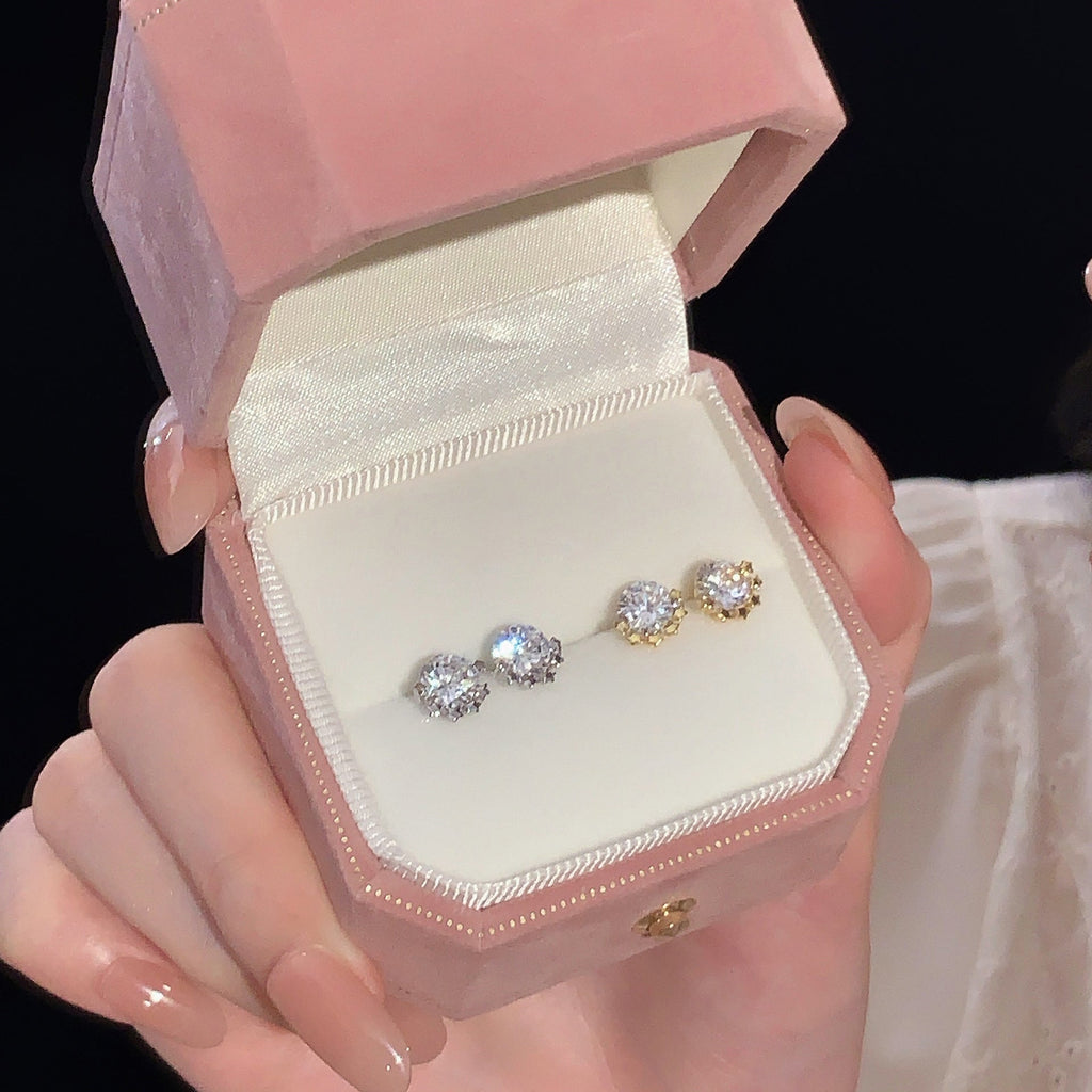 S925 sterling silver shiny zircon earrings