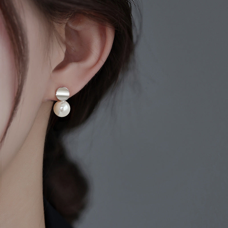 925 sterling silver pearl earrings - silvery