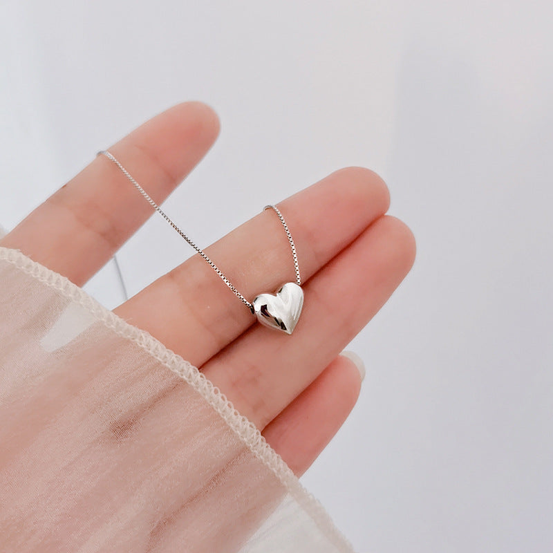 S925 pure silver heart pendant necklace