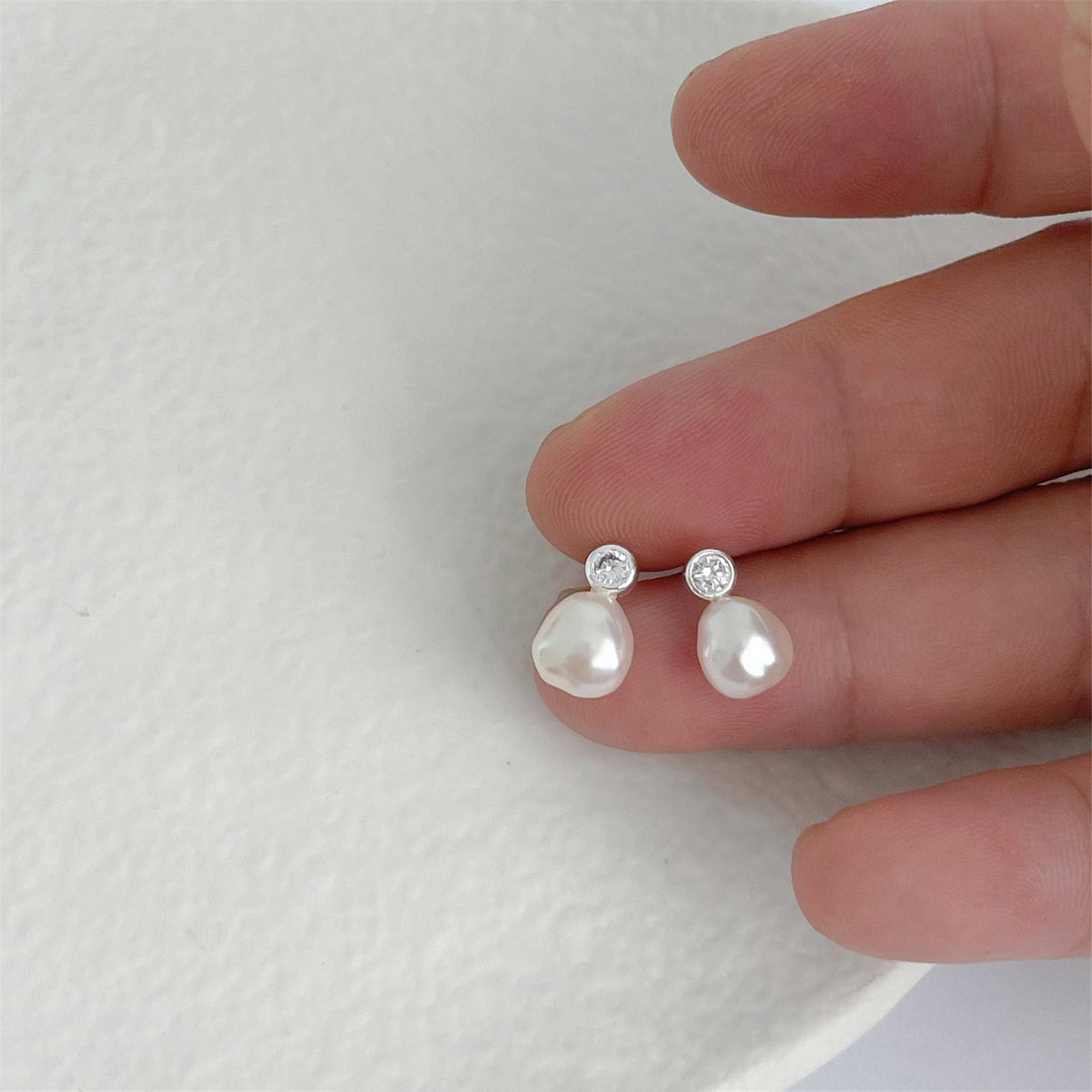 925 sterling silver natural pearl earrings