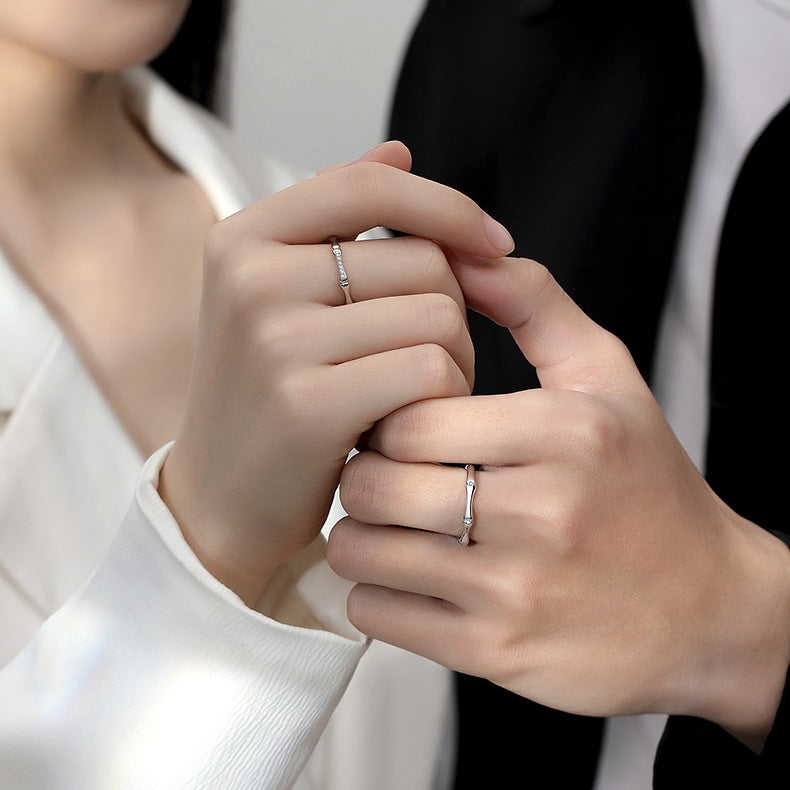 925 sterling silver couple ring - silvery