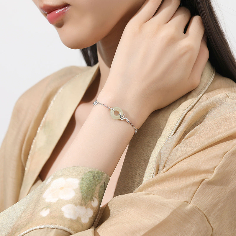 S925 sterling silver zodiac snake safety buckle bracelet