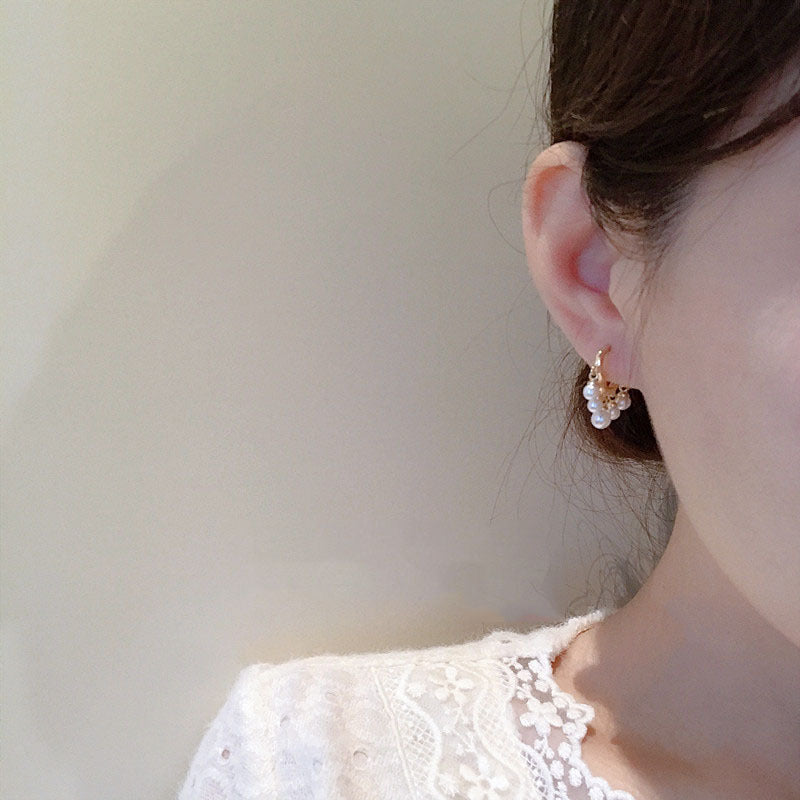 925 sterling silver imitation pearl ear buckle - golden
