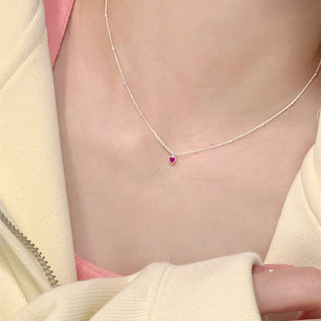 925 sterling silver heart pendant necklace - silvery