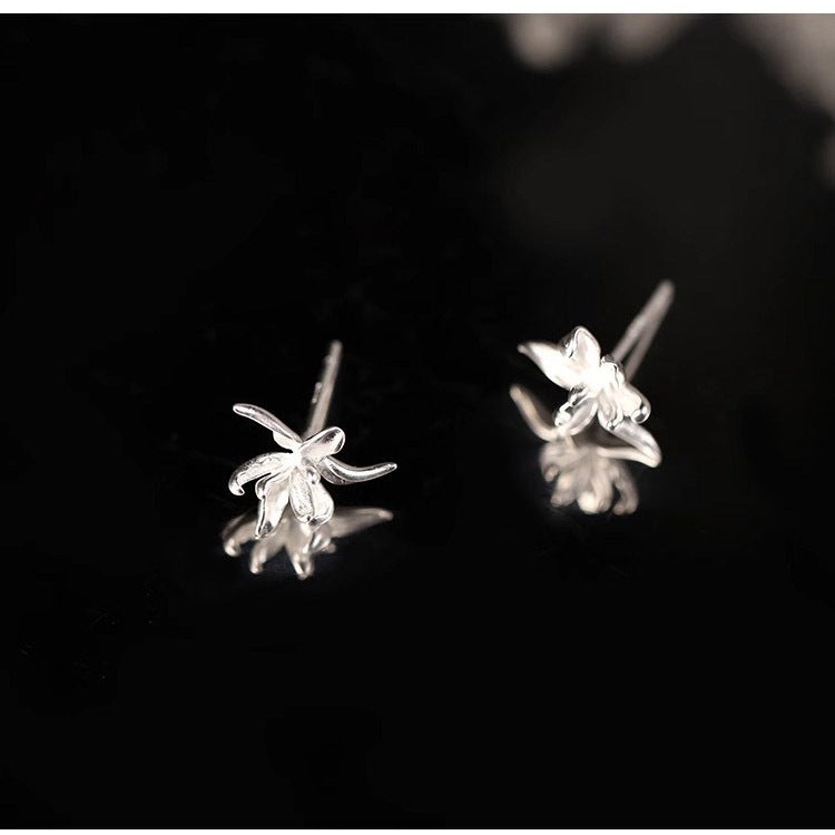 S925 sterling silver iris earrings - silvery