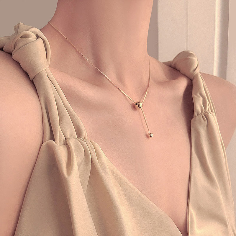 925 sterling silver round bead tassel necklace