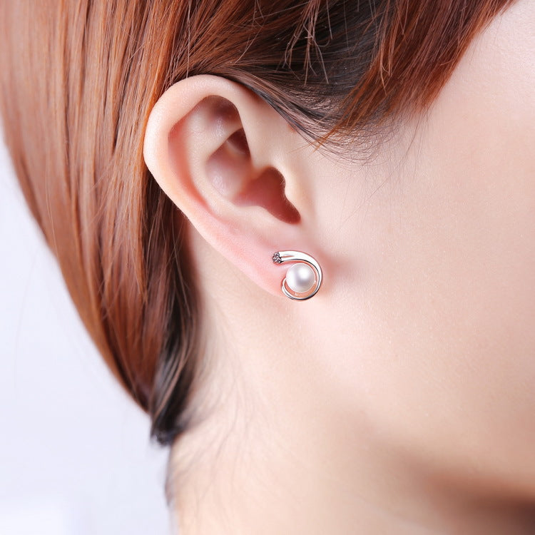 S925 Sterling Silver Gold-Plated Pearl Earrings