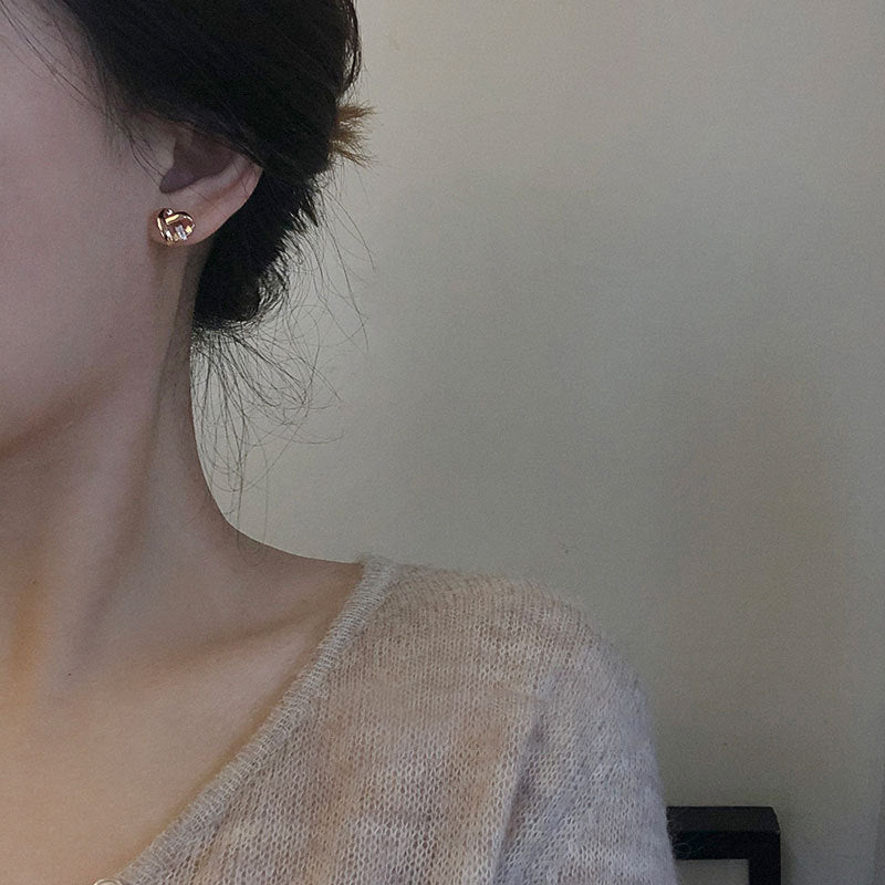 S925 sterling silver heart earrings