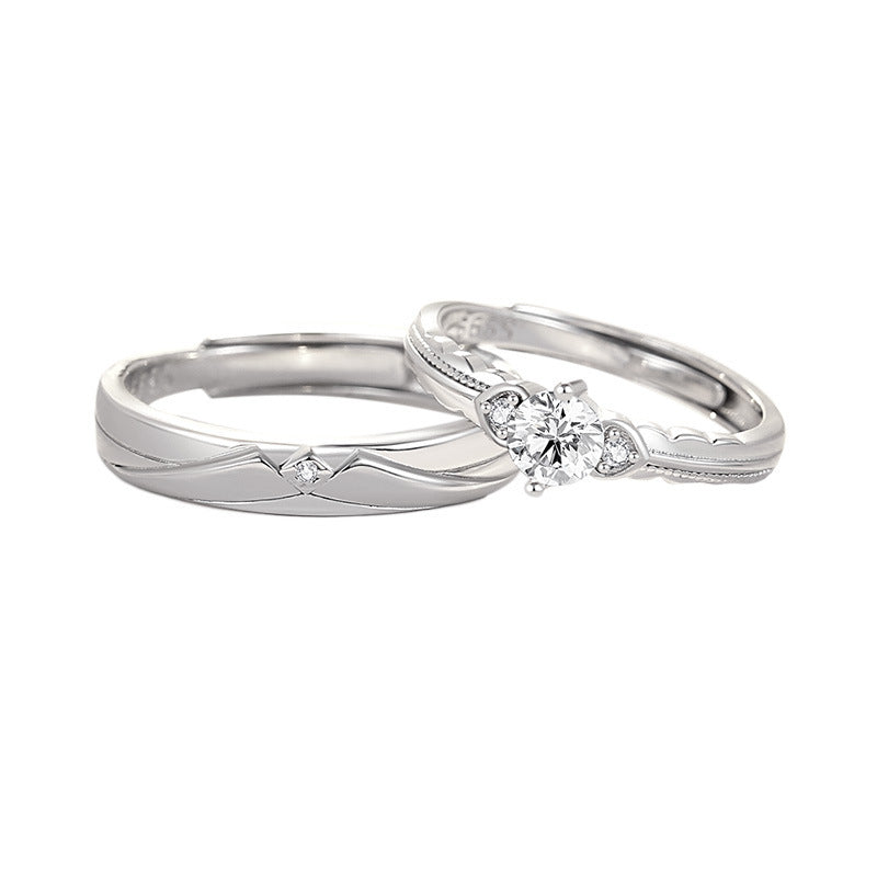 999 Silver Couple Ring - Silvery