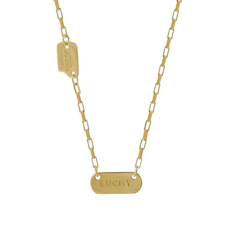 S925 pure silver Lucky square letter necklace