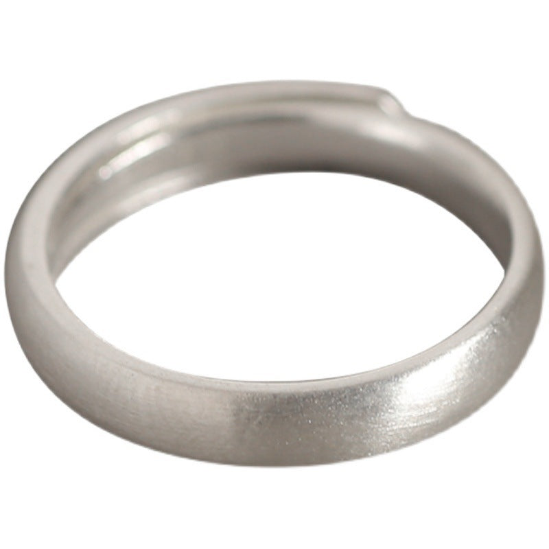 925 sterling silver frosted circle couple ring - silvery