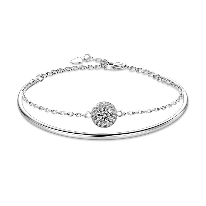 S925 silver moissanite stacked bracelet