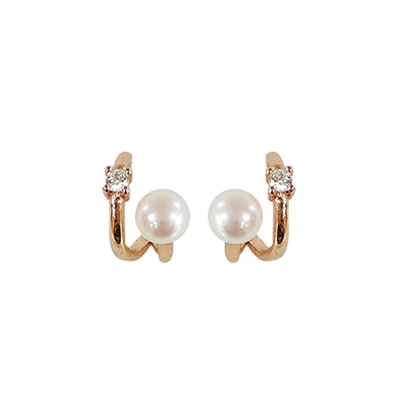 S925 sterling silver pearl earrings - rose golden