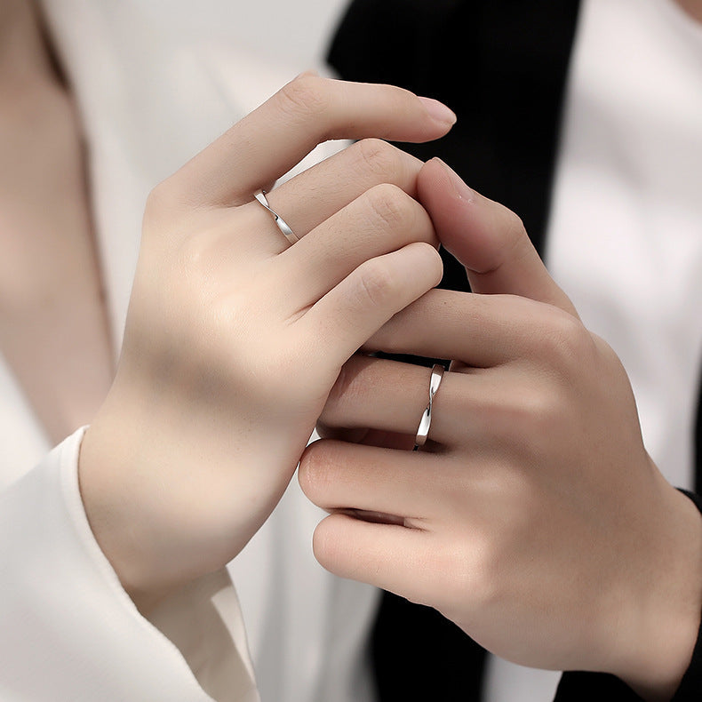 925 sterling silver Mobius ring couple's ring