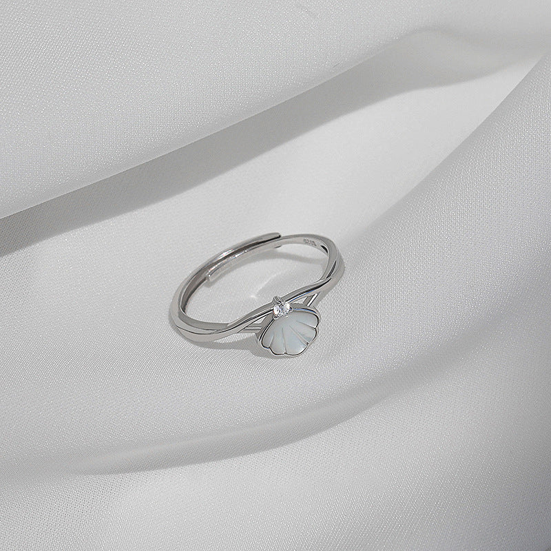 925 sterling silver shell ring - silvery