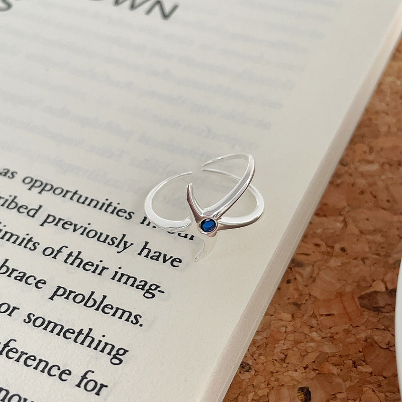 925 sterling silver starfish shaped ring - silvery