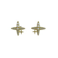 925 sterling silver four pointed star earrings - golden