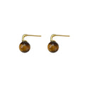 925 sterling silver tiger eye stone earrings - golden
