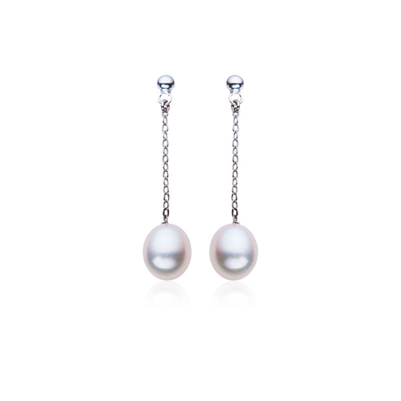 925 sterling silver freshwater pearl earrings - silvery