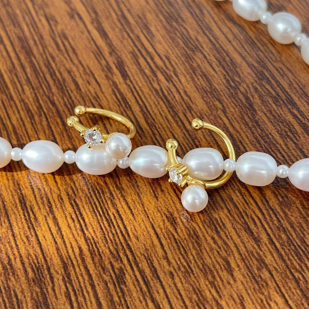 925 sterling silver pearl ear clip