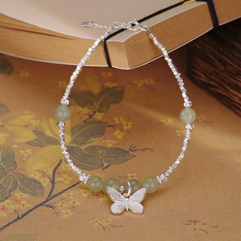 990 silver butterfly pendant bracelet - silvery