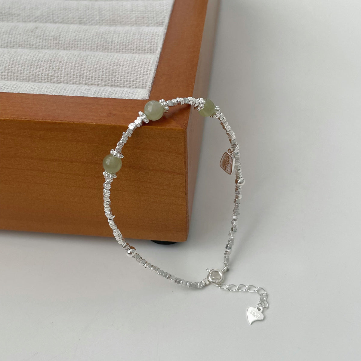 925 sterling silver broken silver bracelet - silvery
