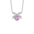 925 sterling silver bowknot with sparkling zirconium pendant necklace - silvery