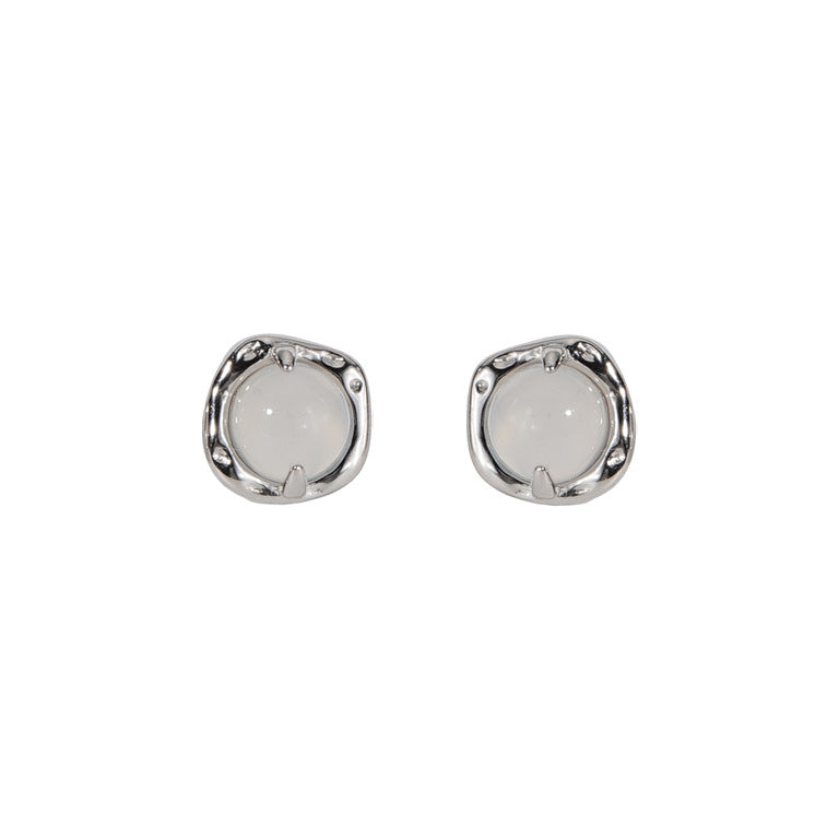 925 sterling silver chalcedony earrings - silvery