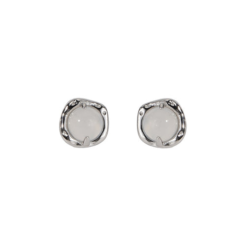 925 sterling silver chalcedony earrings - silvery