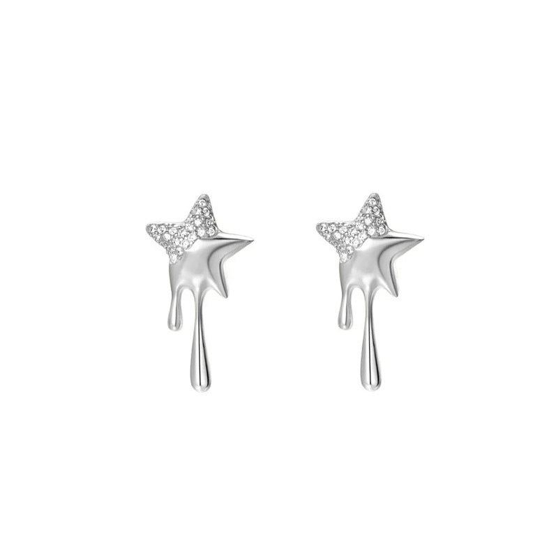 925 sterling silver star shaped earrings - silvery
