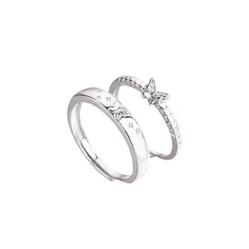 S925 sterling silver butterfly ring - silvery