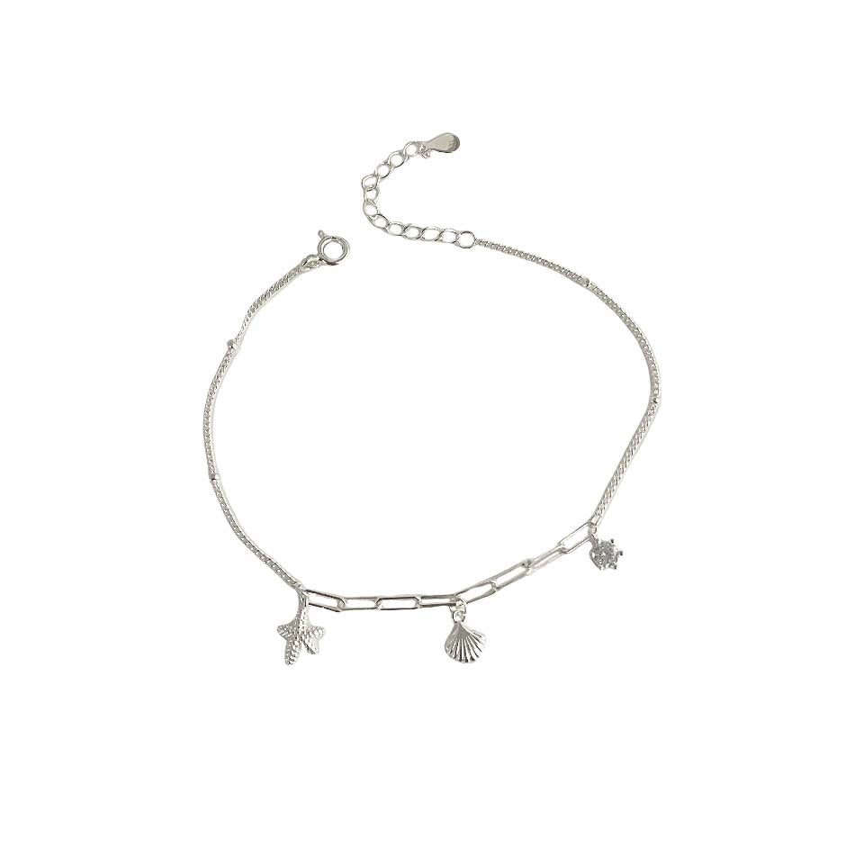 925 sterling silver starfish shell bracelet - silvery