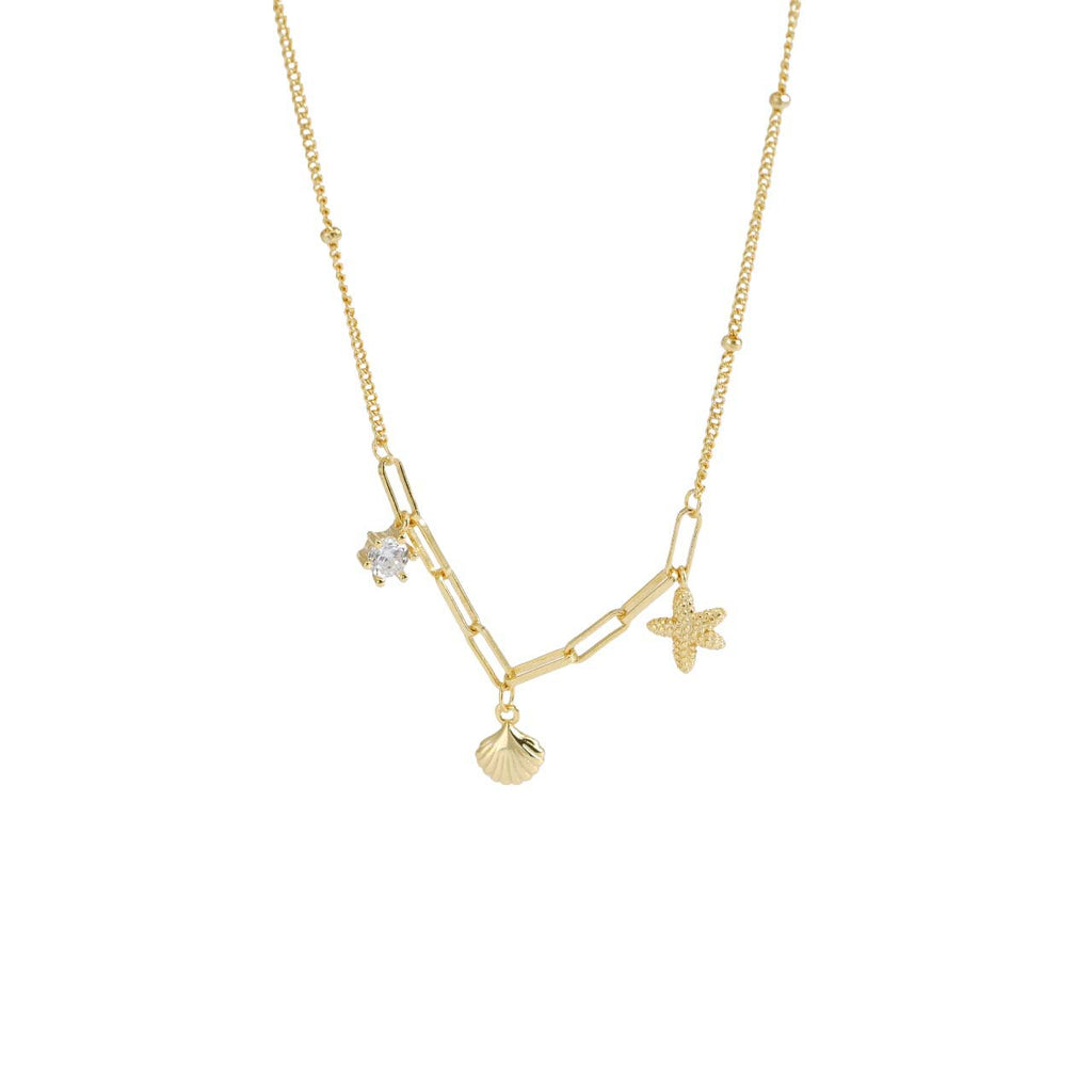 925 sterling silver starfish shell pendant necklace