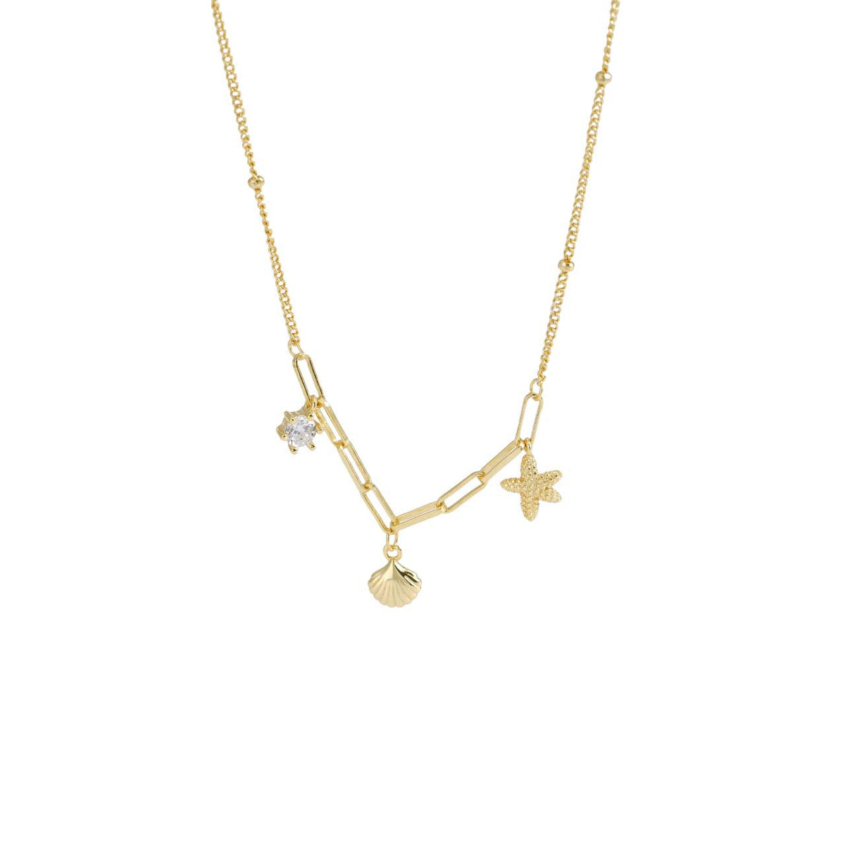 925 sterling silver starfish shell pendant necklace