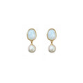 925 sterling silver pearl pendant earrings - golden