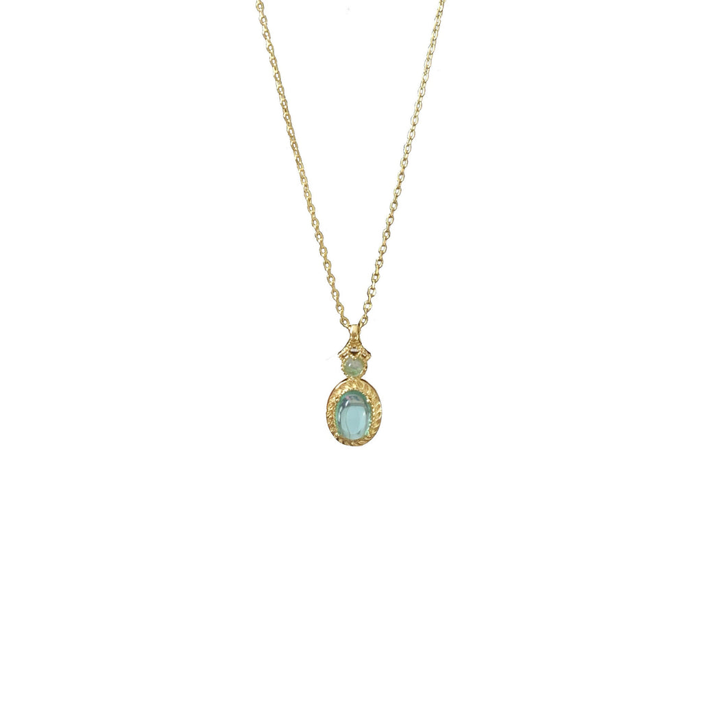 925 sterling silver aquamarine pendant necklace - golden