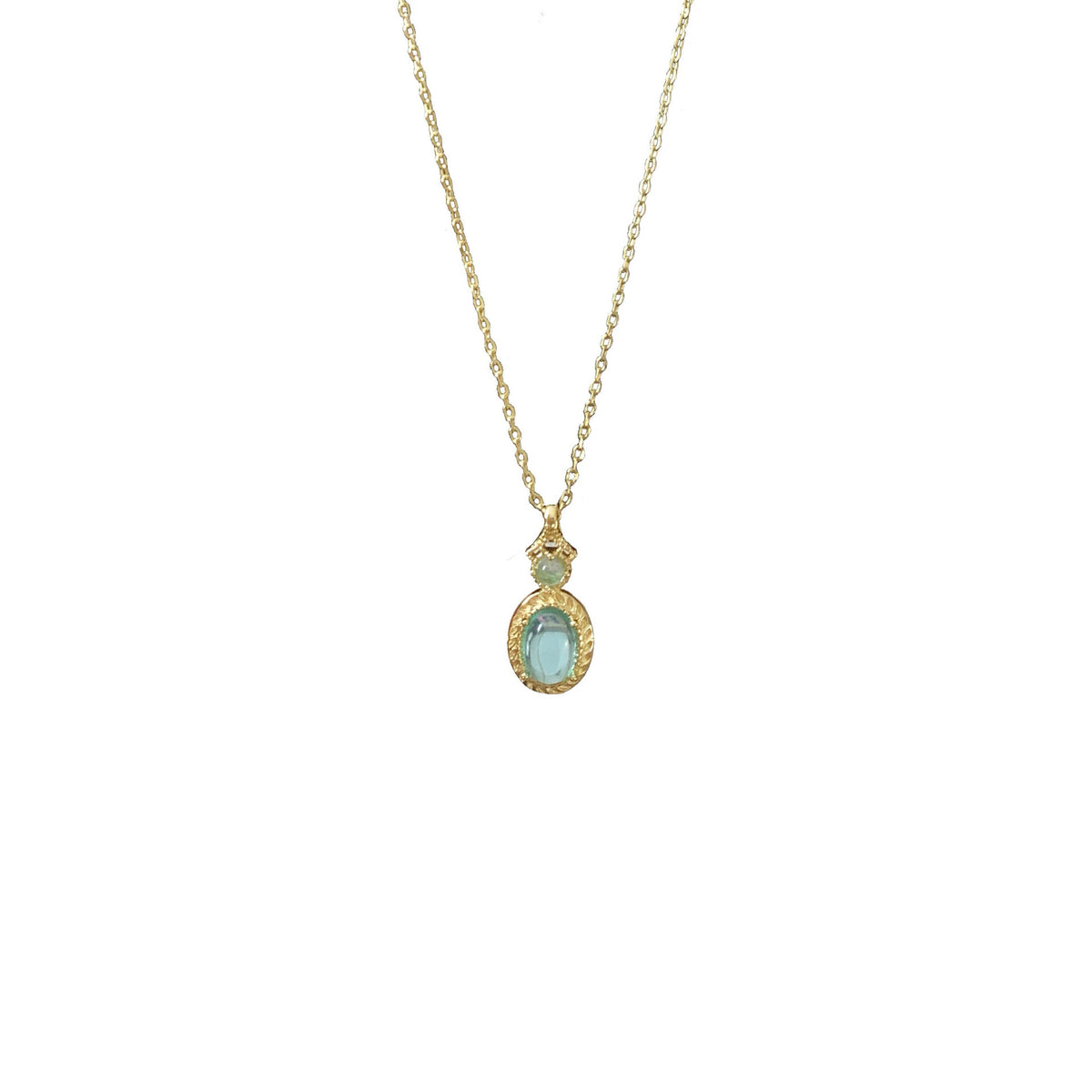 925 sterling silver aquamarine pendant necklace - golden