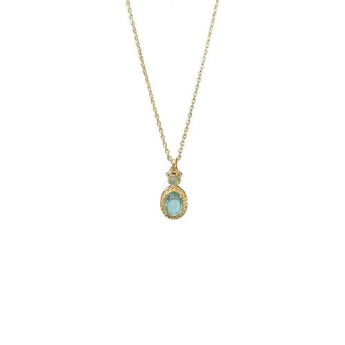 925 sterling silver aquamarine pendant necklace - golden