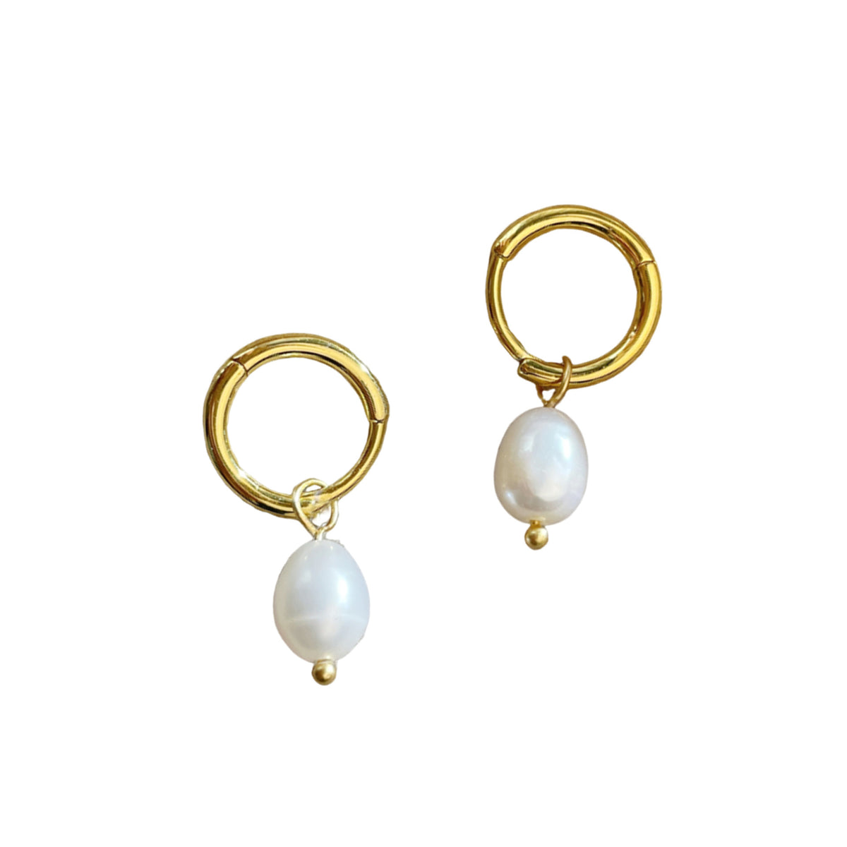 925 sterling silver freshwater pearl pendant earrings - golden