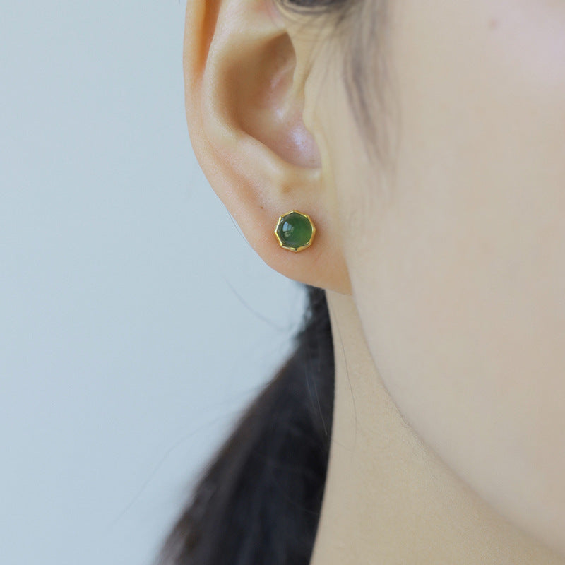 S925 pure silver jade earrings