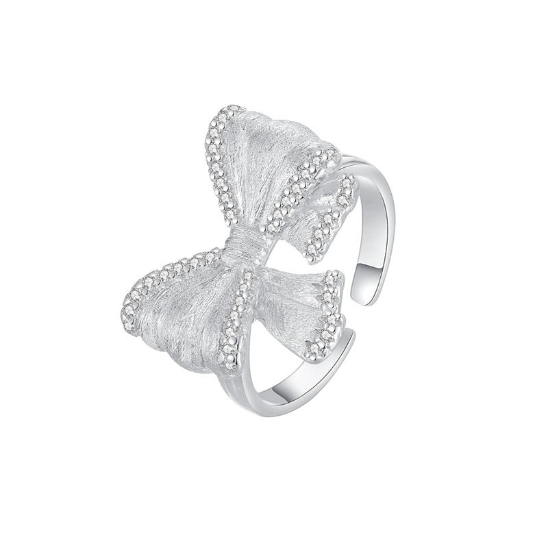925 sterling silver bowknot ring - silvery