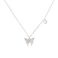 925 sterling silver butterfly shaped pendant necklace - silvery
